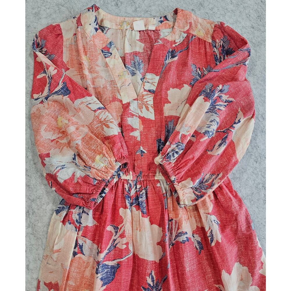 Gap Floral Print Three-Quarter Sleeve Tiered Midi Dress, Fully Lined, Sz XS - Picture 4 of 13